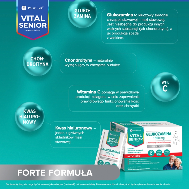 Vital Senior Glukozamina 1500 mg, 30 saszetek
