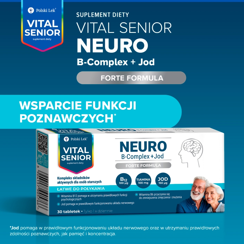Vital Senior Neuro B-Complex + Jod, 30 tabletek