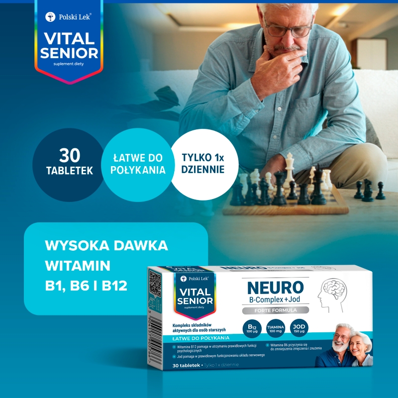 Vital Senior Neuro B-Complex + Jod, 30 tabletek