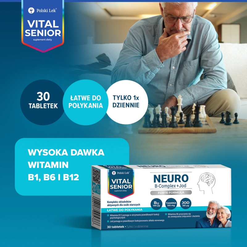 Vital Senior Neuro B-Complex + Jod, 30 tabletek