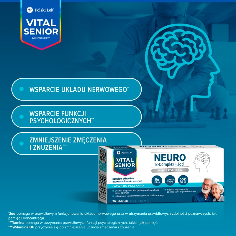 Vital Senior Neuro B-Complex + Jod, 30 tabletek