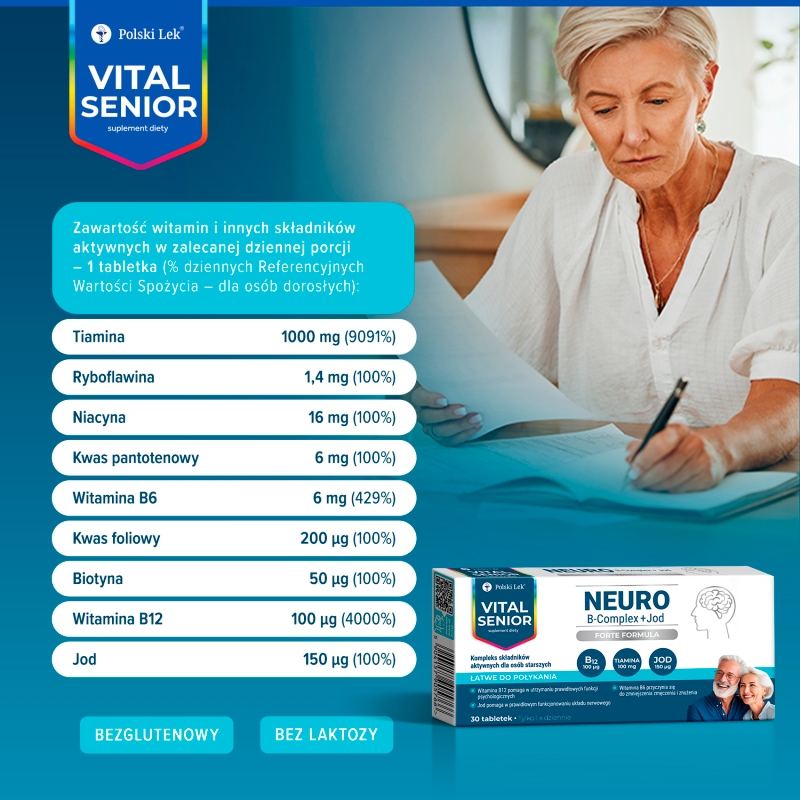 Vital Senior Neuro B-Complex + Jod, 30 tabletek