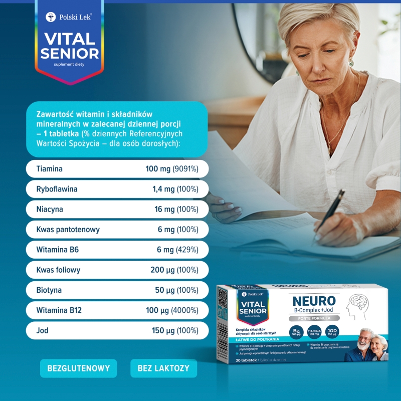 Vital Senior Neuro B-Complex + Jod, 30 tabletek
