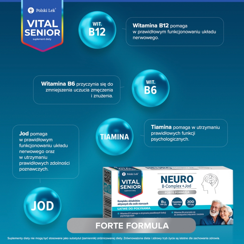 Vital Senior Neuro B-Complex + Jod, 30 tabletek