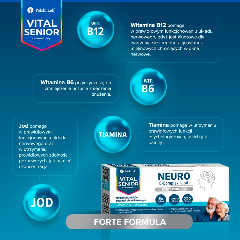 Vital Senior Neuro B-Complex + Jod, 30 tabletek