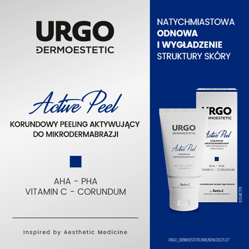 URGO DERMOESTETIC Active Peel, korundowy peeling aktywujący do mikrodermabrazji, 50 ml