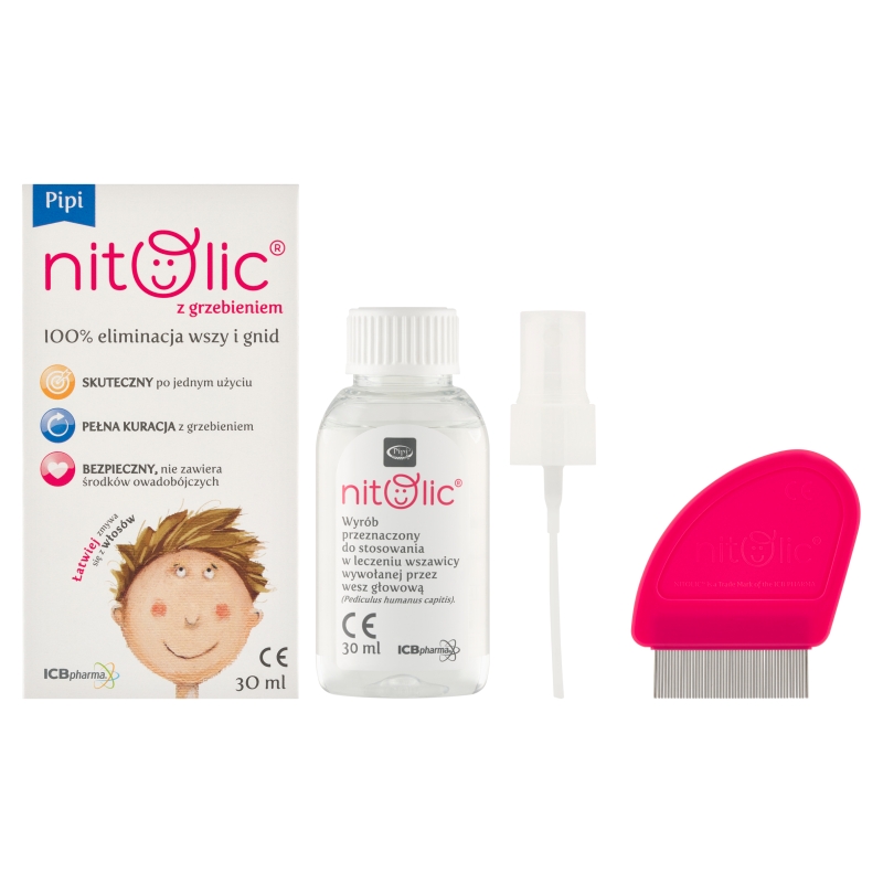 Pipi Nitolic przeciw wszawicy, zestaw: spray – 30 ml + grzebień 1 szt.