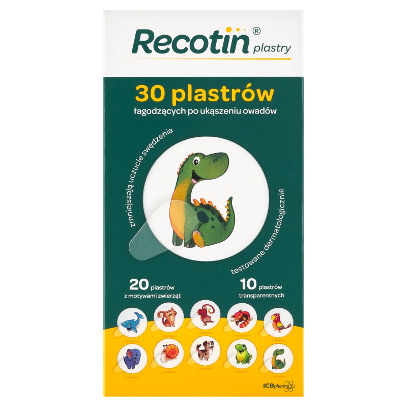 Recotin Plastry, łagodzące po ukąszeniu owadów dla dzieci, 30 szt.