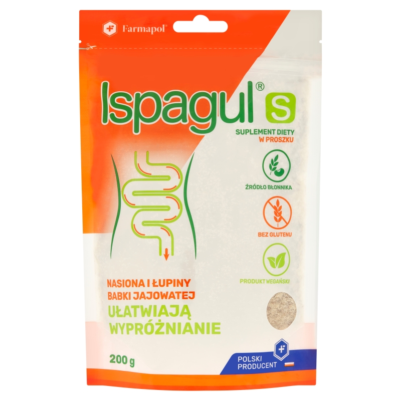 Ispagul S, proszek ze składnikami wspierającymi pracę układu pokarmowego, 200 g