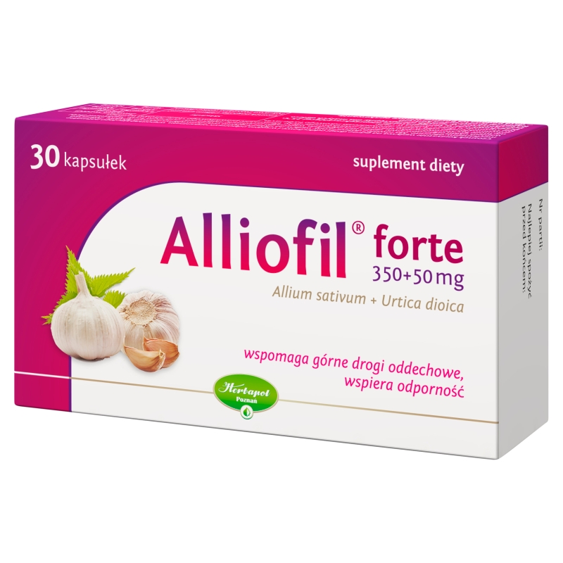 Alliofil forte , kapsułki ze składniakami wspomagającymi górne drogi oddechowe i odporność, 30 szt.