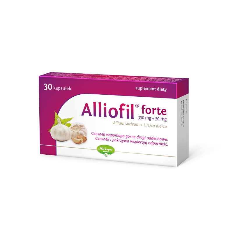 Alliofil forte , kapsułki ze składniakami wspomagającymi górne drogi oddechowe i odporność, 30 szt.
