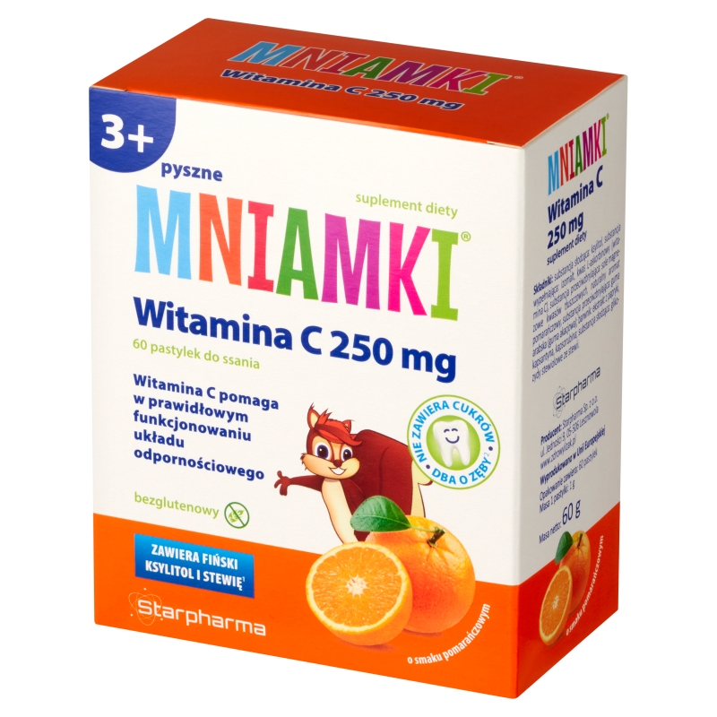 MNIAMKI Witamina C, pastylki do ssania ze składnikami wzmacniającymi odporność, 60 szt.