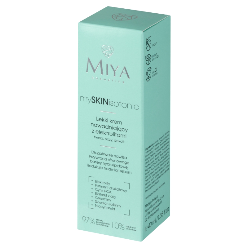 MIYA mySkinisotonic, Lekki krem nawadniający z elektrolitami, 40 ml