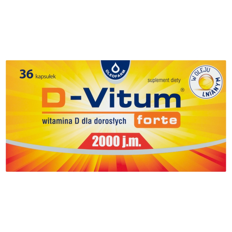 D-Vitum forte 2000 j.m., kapsułki ze składnikami wspierającymi odporność, 36 szt.