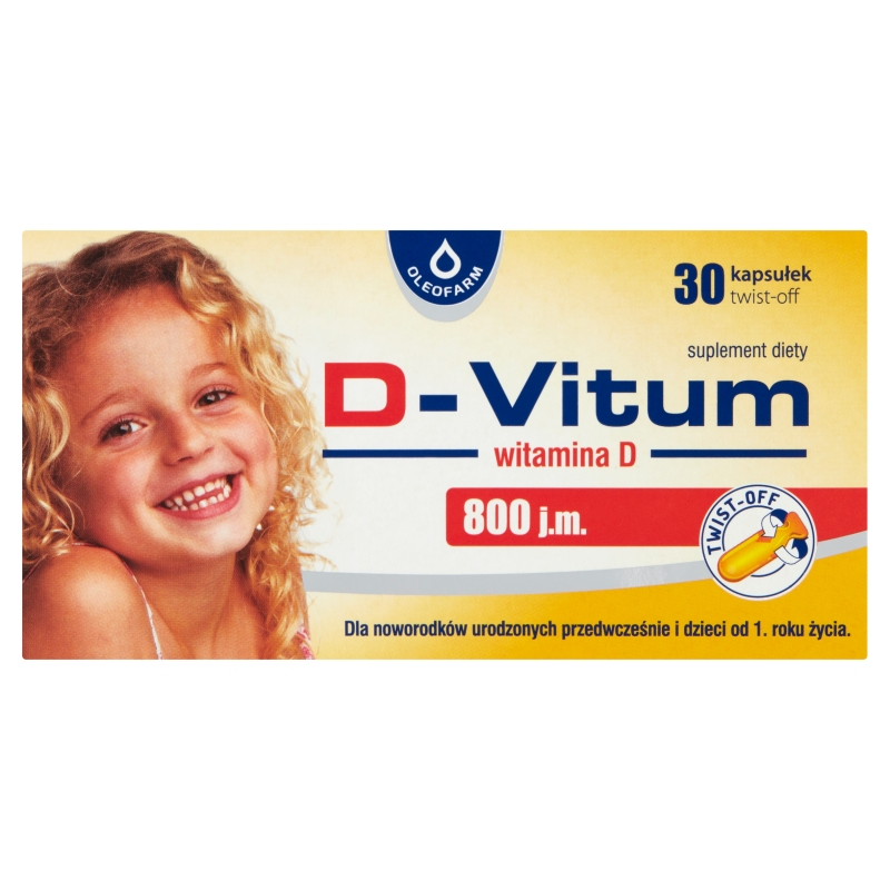 D-Vitum witamina D 800 j.m., kapsułki z witaminą D dla dzieci, 30 szt.