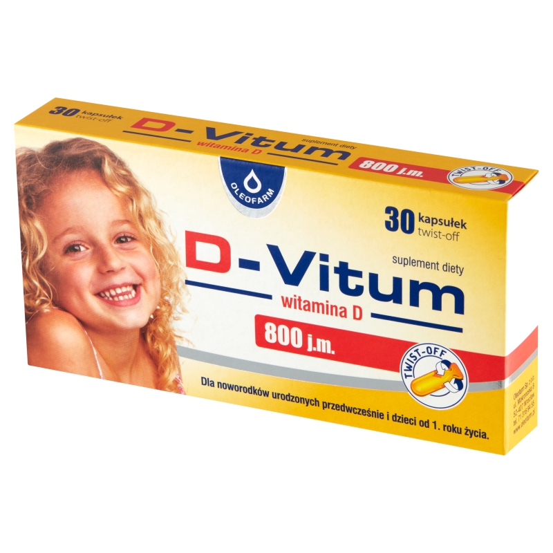 D-Vitum witamina D 800 j.m., kapsułki z witaminą D dla dzieci, 30 szt.