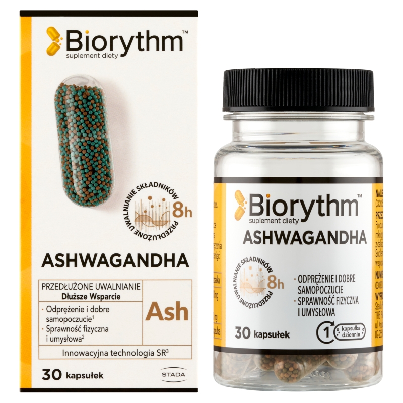 Biorythm Ashwagandha, kapsułki o przedłużonym uwalnianiu ze składnikami wspierającymi odporność, 30 szt.