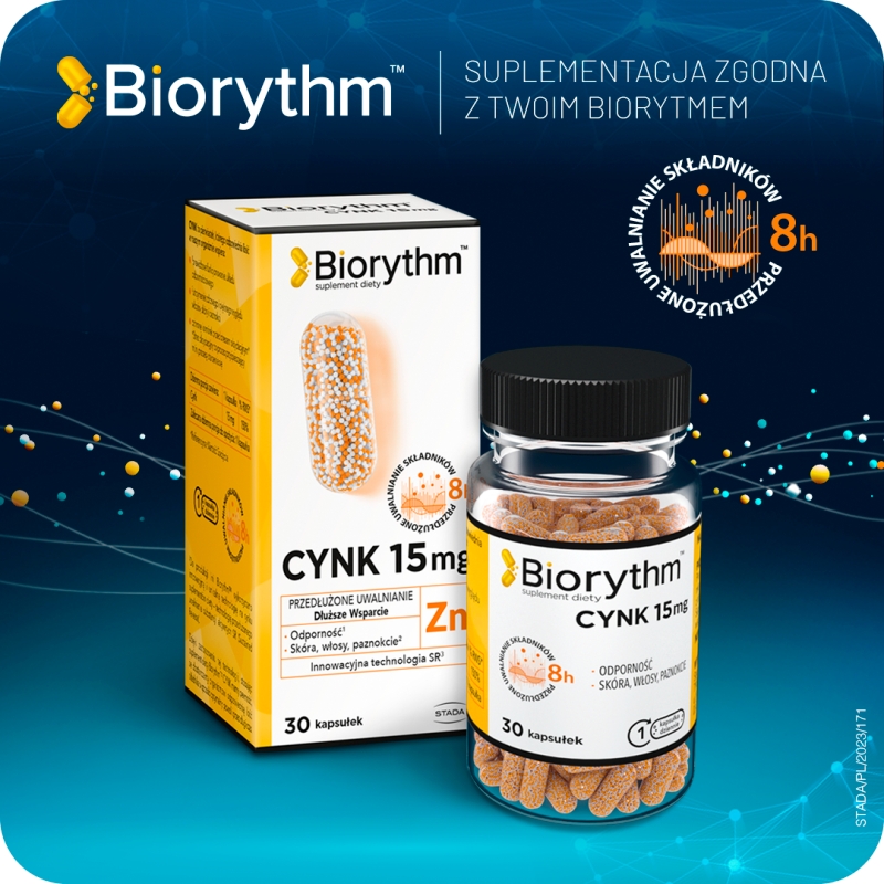 Biorythm Cynk, kapsułki o przedłużonym uwalnianiu z cynkiem, 30 szt.