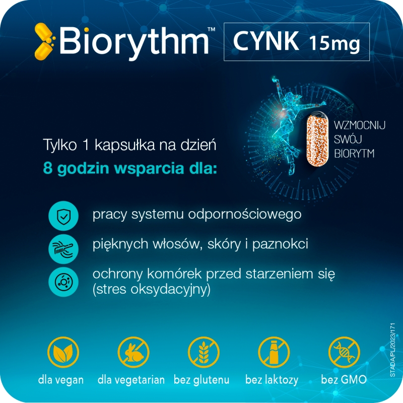 Biorythm Cynk, kapsułki o przedłużonym uwalnianiu z cynkiem, 30 szt.