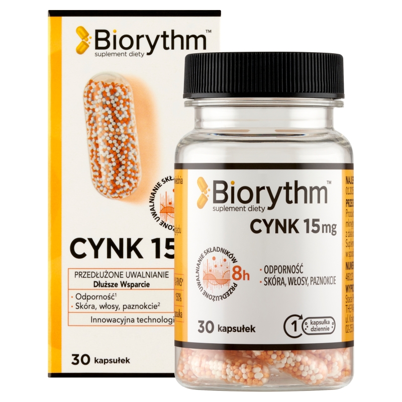 Biorythm Cynk, kapsułki o przedłużonym uwalnianiu z cynkiem, 30 szt.