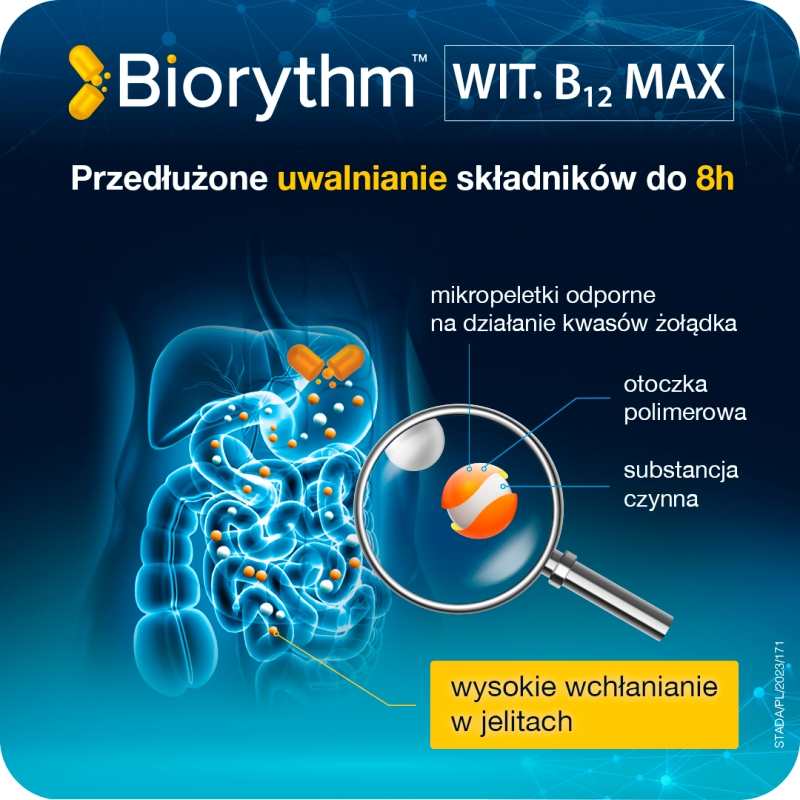 Biorythm Witamina B12, kapsułki o przedłużonym uwalnianiu  z witaminą B12, 30 szt.