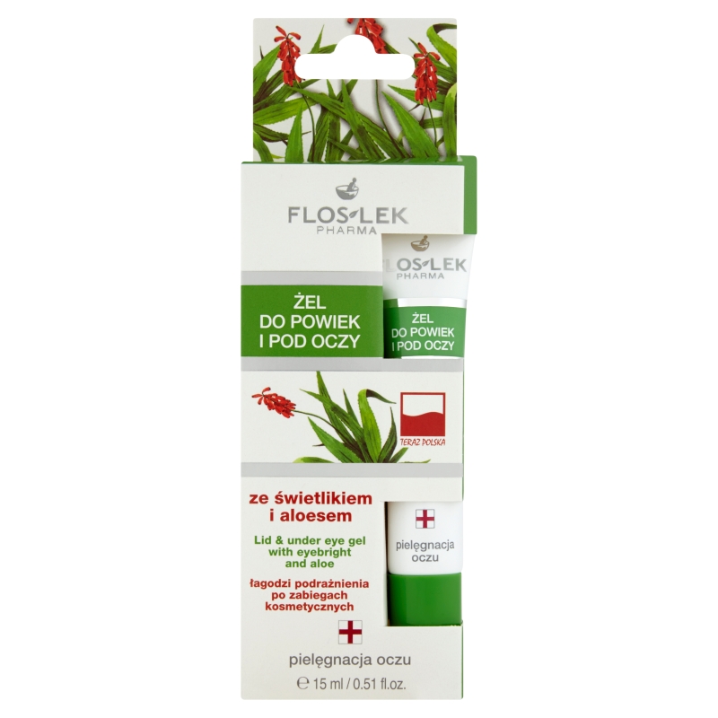 Flos-Lek Żel do powiek i pod oczy, ze świetlikiem i aloesem, 15 ml