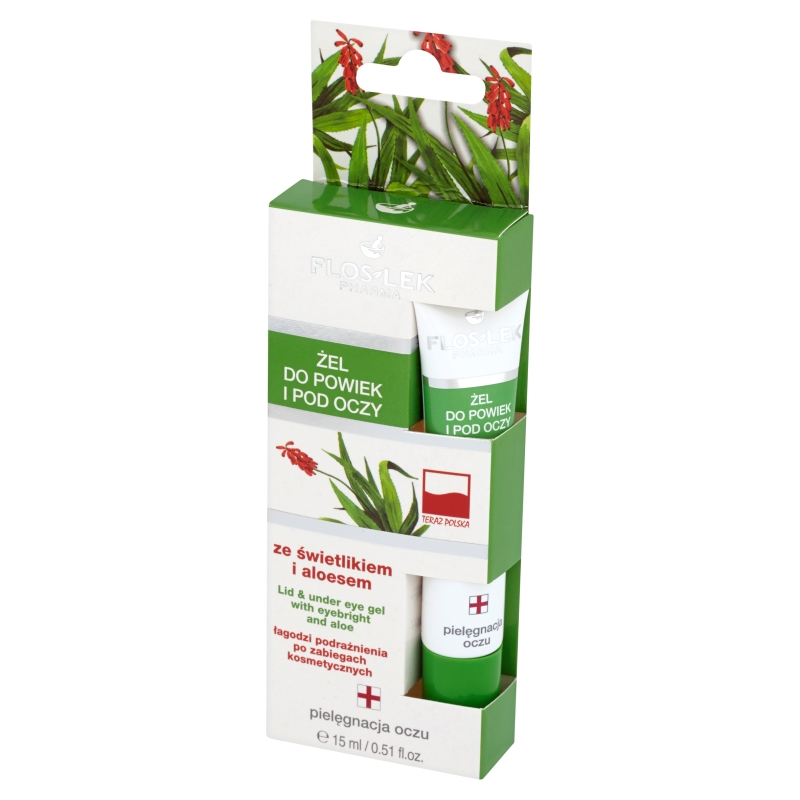 Flos-Lek Żel do powiek i pod oczy, ze świetlikiem i aloesem, 15 ml