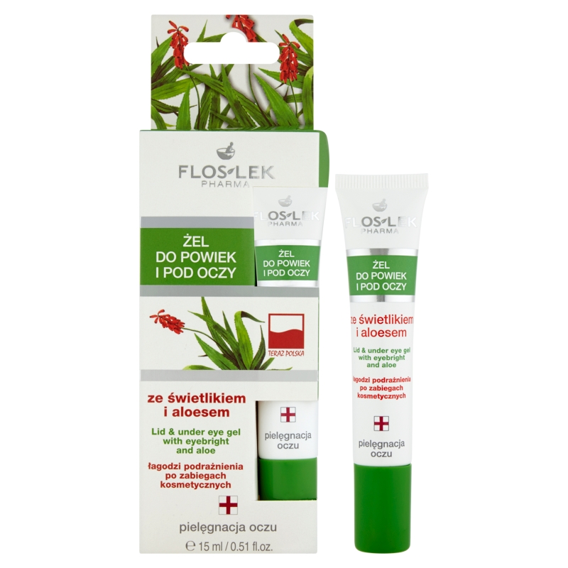 Flos-Lek Żel do powiek i pod oczy, ze świetlikiem i aloesem, 15 ml