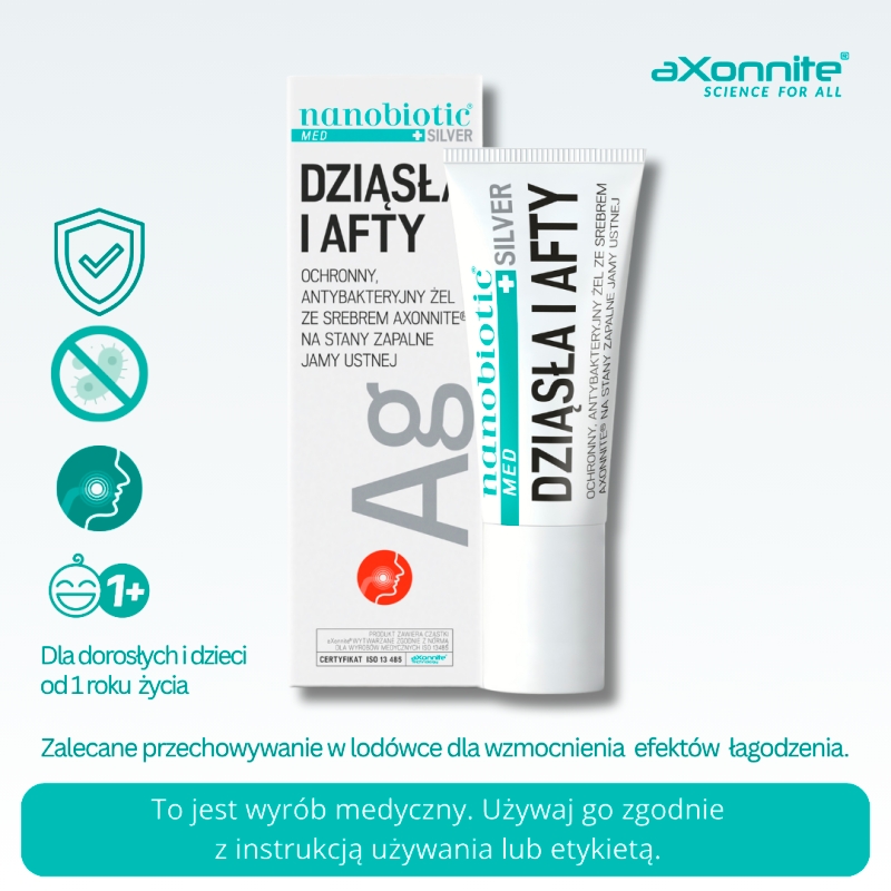 Nanobiotic MED Silver Dziąsła i Afty, żel na stany zapalne jamy ustnej, 15 ml