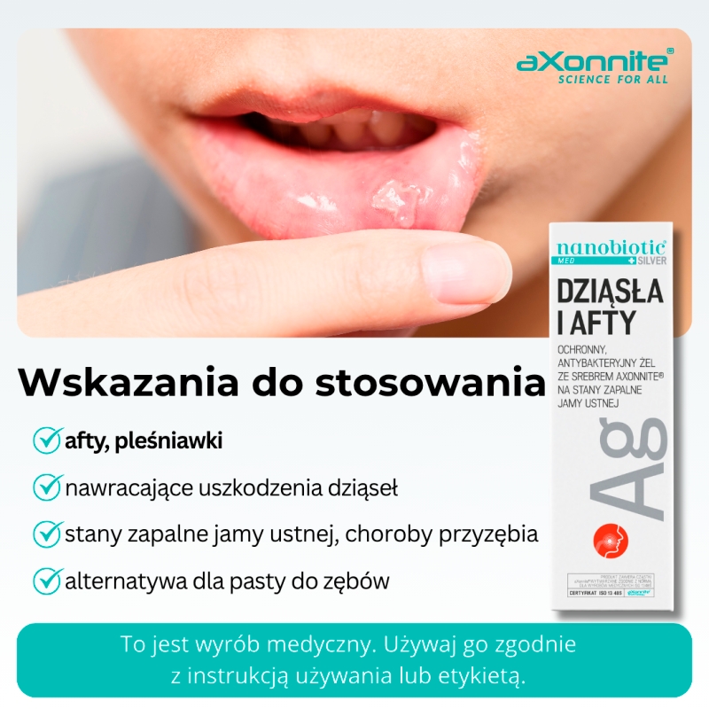 Nanobiotic MED Silver Dziąsła i Afty, żel na stany zapalne jamy ustnej, 15 ml