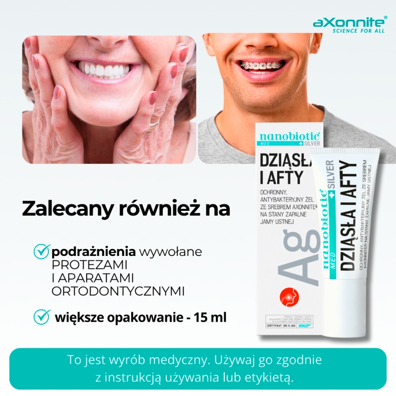 Nanobiotic MED Silver Dziąsła i Afty, żel na stany zapalne jamy ustnej, 15 ml