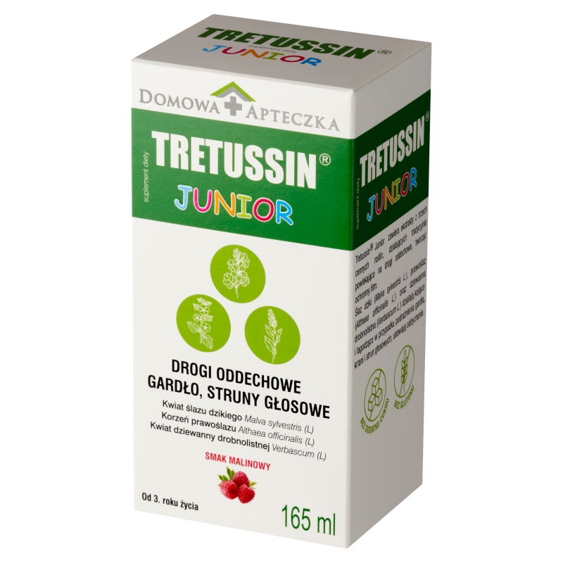 Tretussin Junior, płyn ze składnikami wspomagającymi drogi oddechowe, 165 ml