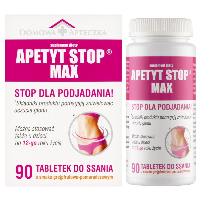 Apetyt Stop Max, tabletki do ssania ze składnikami wspomagającymi odchudzanie, 90 szt.
