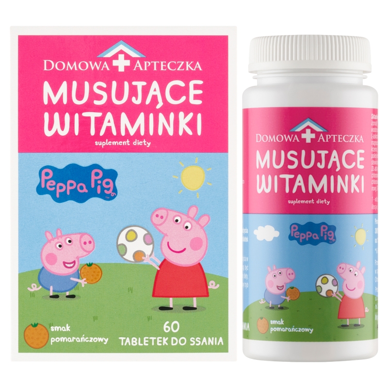 Musujące Witaminki Świnka Peppa, tabletki do ssania z kompleksem witamin dla dzieci, 60 szt.