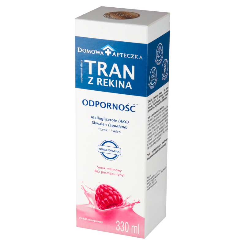 Domowa Apteczka Tran Z Rekina, tran z rekina o smaku malinowym, 330 ml