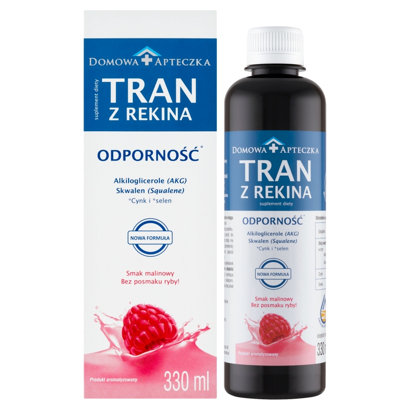 Domowa Apteczka Tran Z Rekina, tran z rekina o smaku malinowym, 330 ml