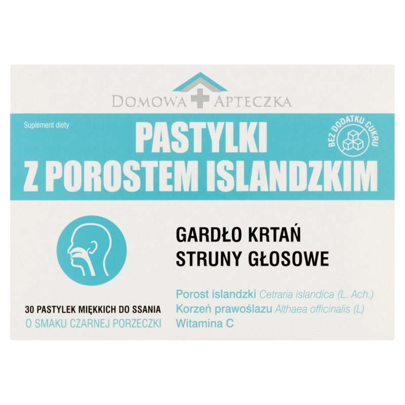 Pastylki z Porostem Islandzkim miękkie do ssania o smaku czarnej porzeczki, 30 szt.