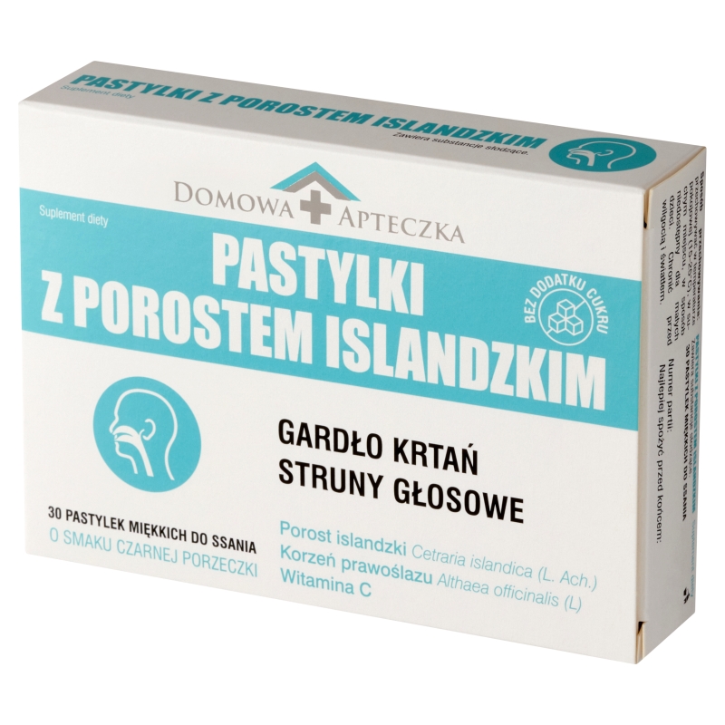 Pastylki z Porostem Islandzkim , miękkie do ssania o smaku czarnej porzeczki, 30 szt.