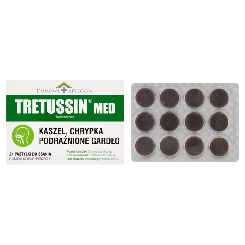 Tretussin Med, pastylki do ssania na podrażnione gardło, 24 szt.