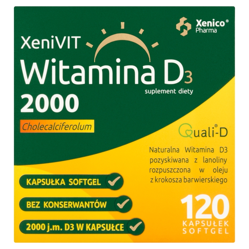 Xenivit Witamina D 2000 kapsułki ze składnikami wspierającymi mocne kości, 120 szt.