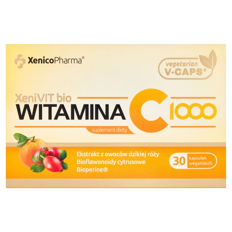 XeniVIT bio Witamina C 1000, kapsułki z ekstraktem z owoców dzikiej róży, 30 szt.