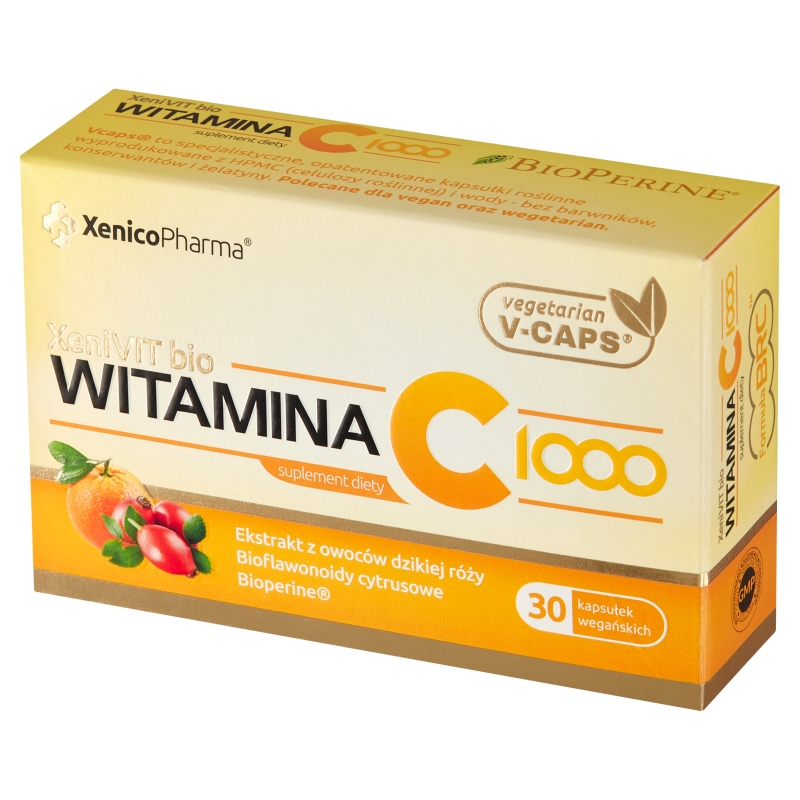 XeniVIT bio Witamina C 1000, kapsułki z ekstraktem z owoców dzikiej róży, 30 szt.