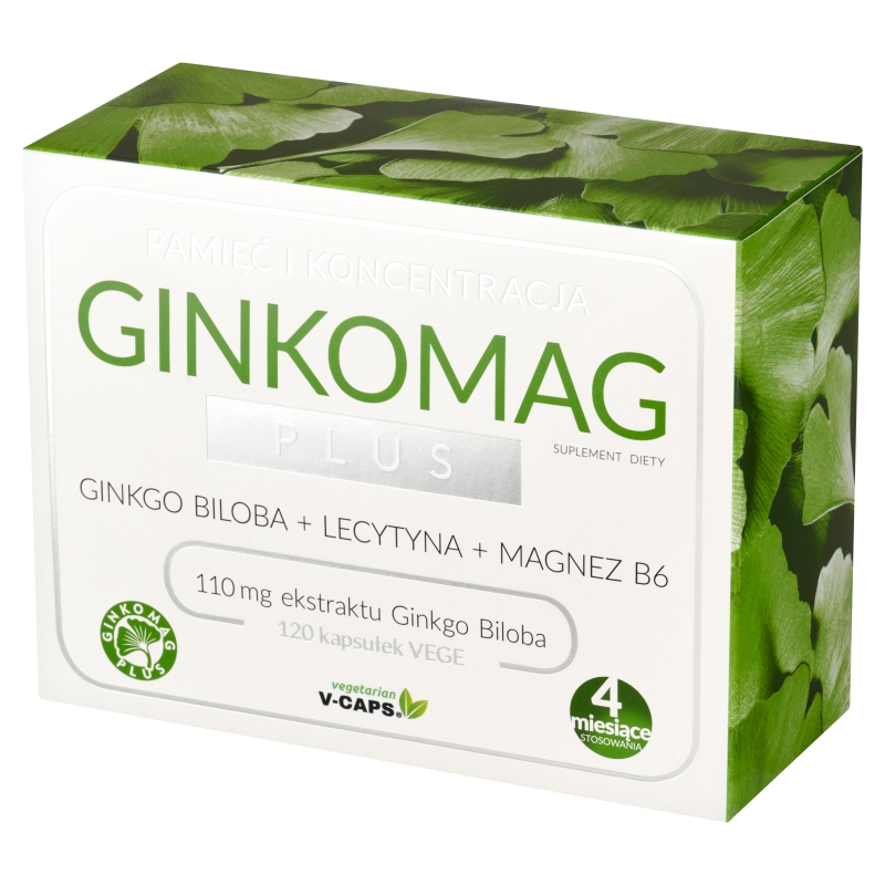 Ginkomag Plus, kapsułki z lecytyną  magnezem i witaminą B6, 120 szt.
