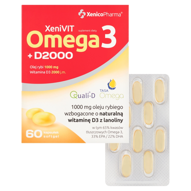 Bio Omega 3 +D 2000, 60 kapsułek