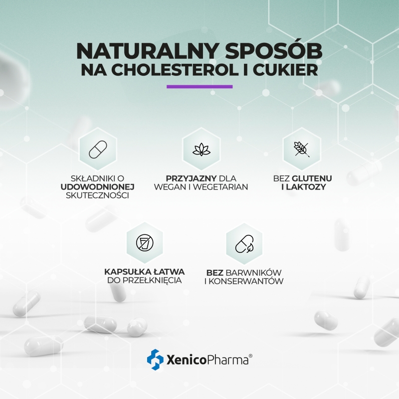 Bergamil Forte , kapsułki z roślinnej celulozy ze składnikami wspierającymi poziom cholesterolu i glukozy, 30 szt.