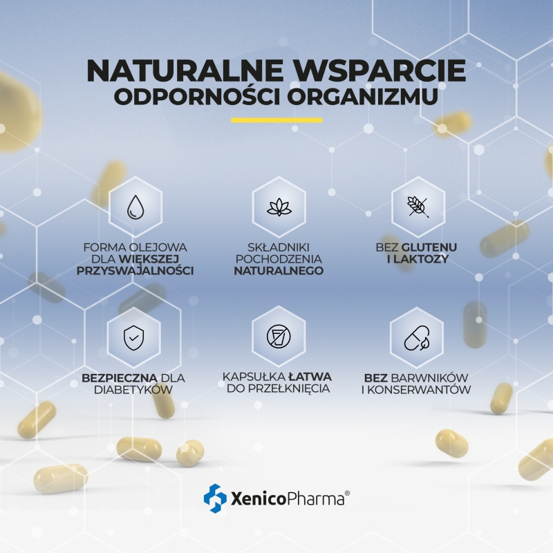 Xenivit Witamina D Forte, kapsułki miękkie ze składnikami wspierającymi mocne kości, 120 szt.