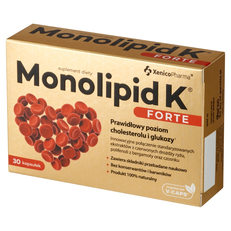 Monolipid K Forte, kapsułki ze składnikami wspomagającymi  obniżenie poziomu cholesterolu, 30 szt.