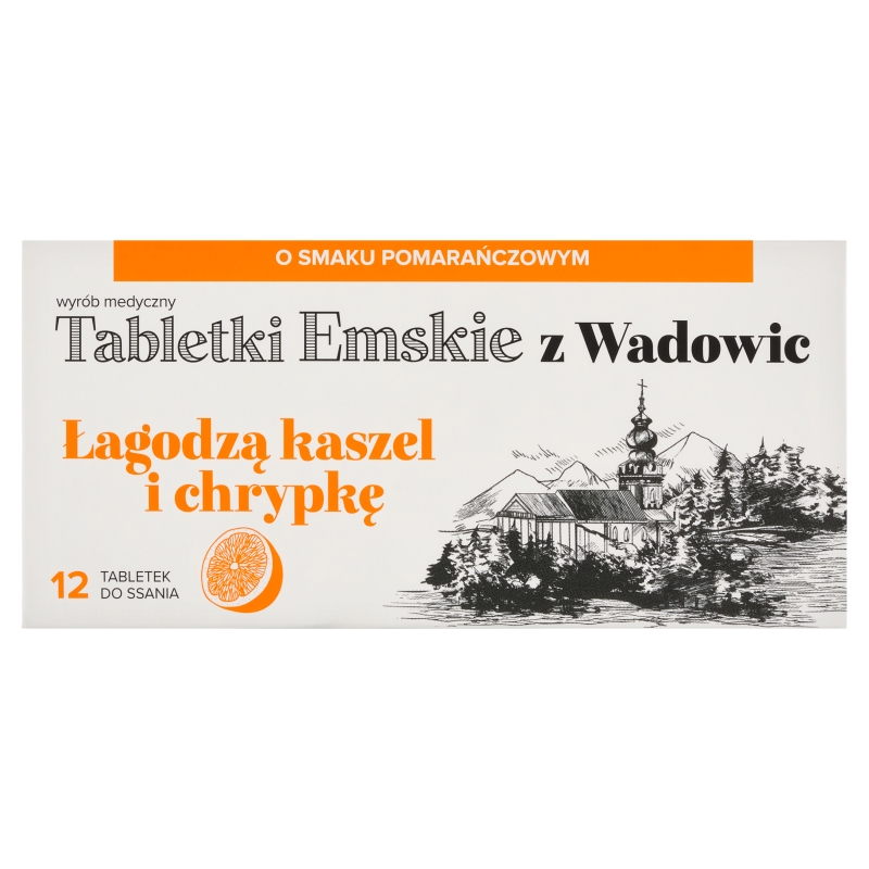 Tabletki Emskie Z Wadowic pastylki do ssania o smaku pomarańczowym, 12 szt.