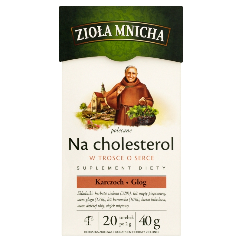 Zioła Mnicha, herbata ziołowa na cholesterol, 20 sasz. po 2 g