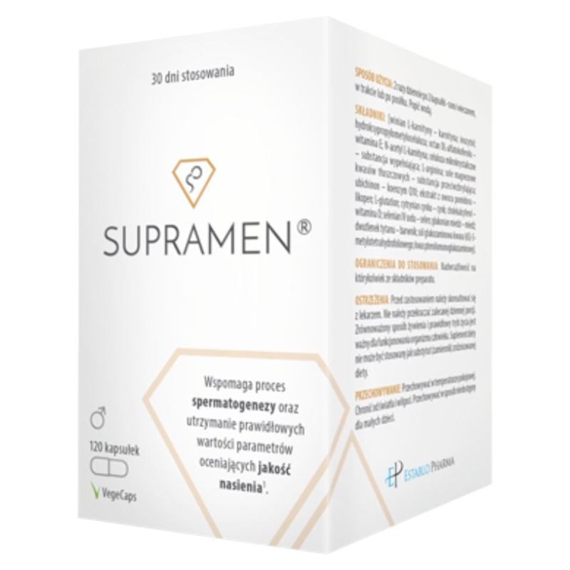 Supramen , kapsułki ze składnikami wspierającymi stan zdrowia reprodukcyjnego dla mężczyzn, 120 szt.